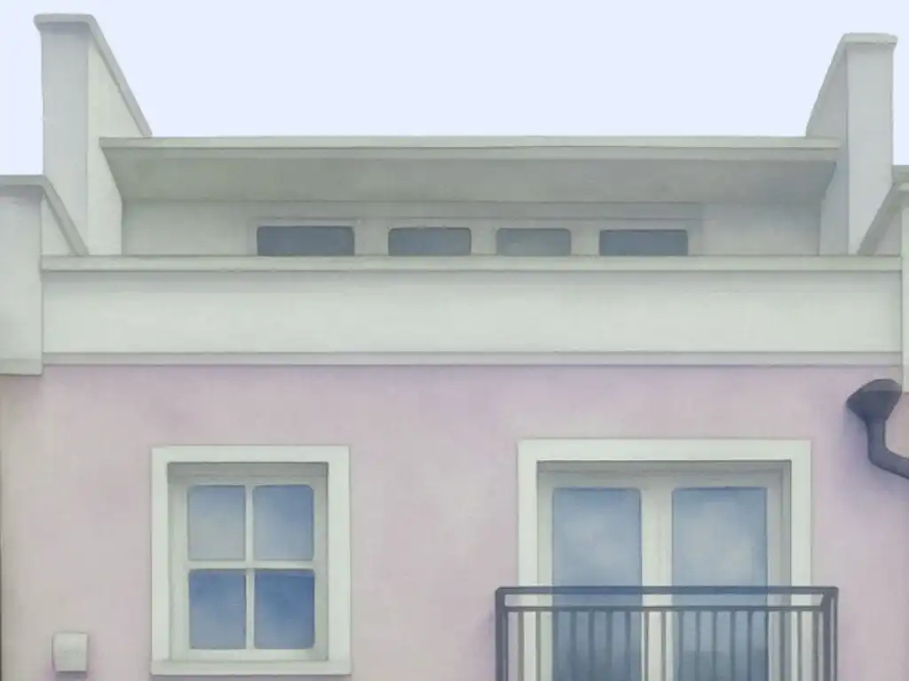 Watercolour illustration of an empty residential property with a flat roof, representing unoccupied home insurance with flat roof cover