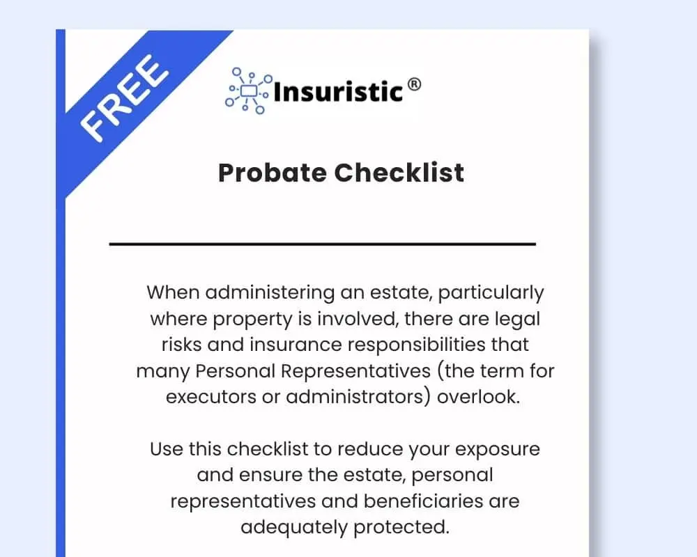 Insuristic's free Probate Checklist — a downloadable PDF guide for executors and administrators